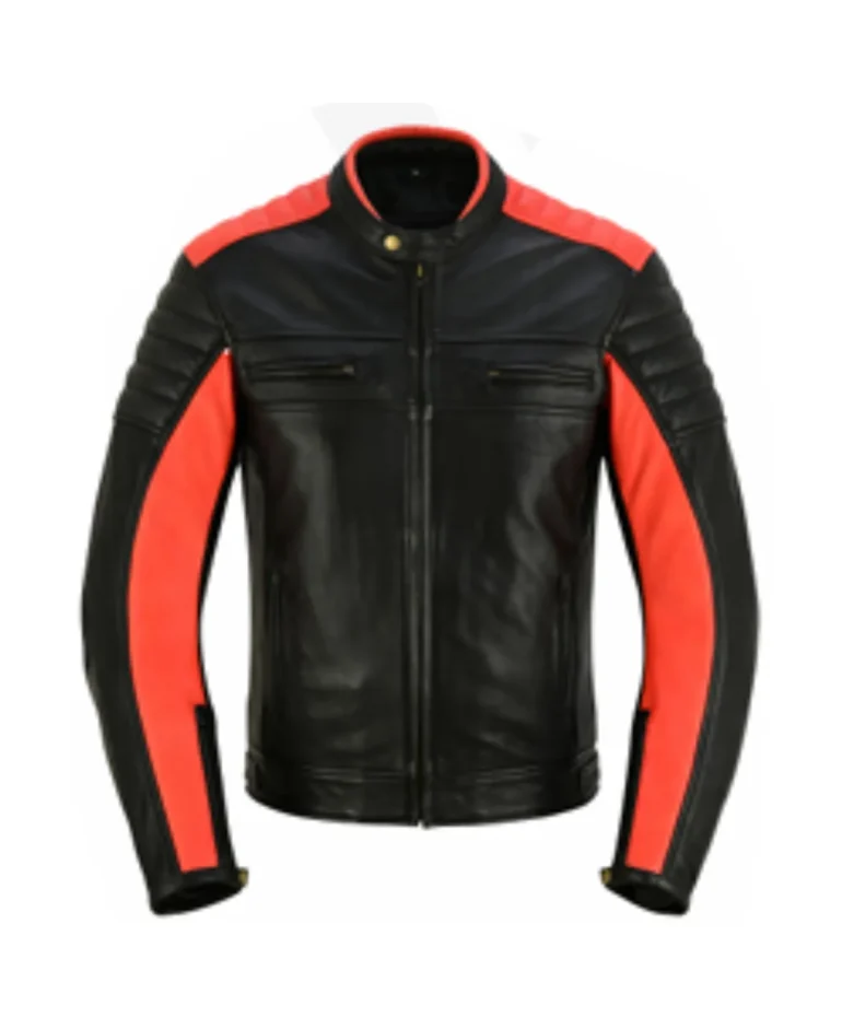 motorcycle blackout red leather jacket supplier